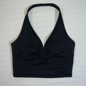 Frankie’s Bikini Active Lively Halter Top Womens Medium Black Preppy Athleisure